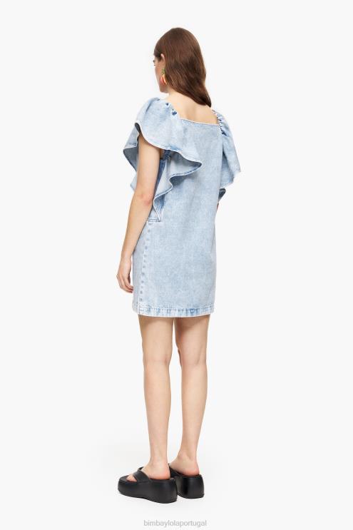 azul roupas 64X4N213 mini vestido jeans claro Bimba Y Lola