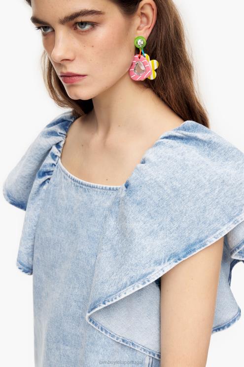 azul roupas 64X4N213 mini vestido jeans claro Bimba Y Lola