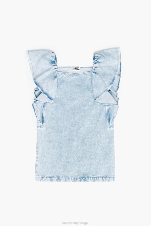 azul roupas 64X4N213 mini vestido jeans claro Bimba Y Lola
