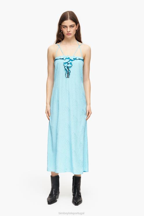 azul roupas 64X4N231 vestido midi fluido Bimba Y Lola