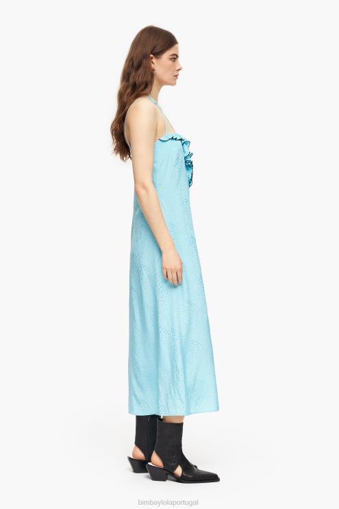 azul roupas 64X4N231 vestido midi fluido Bimba Y Lola