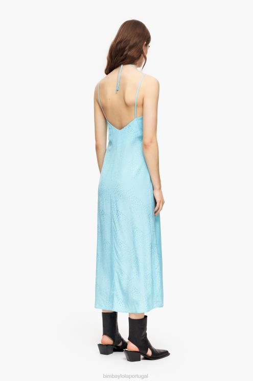 azul roupas 64X4N231 vestido midi fluido Bimba Y Lola