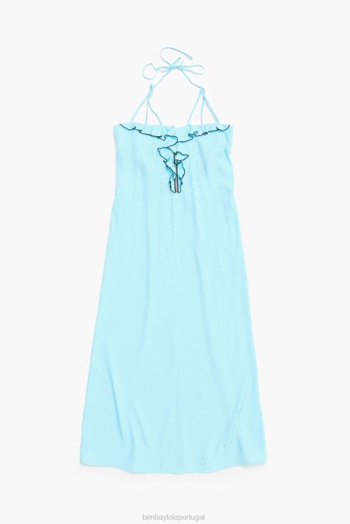 azul roupas 64X4N231 vestido midi fluido Bimba Y Lola