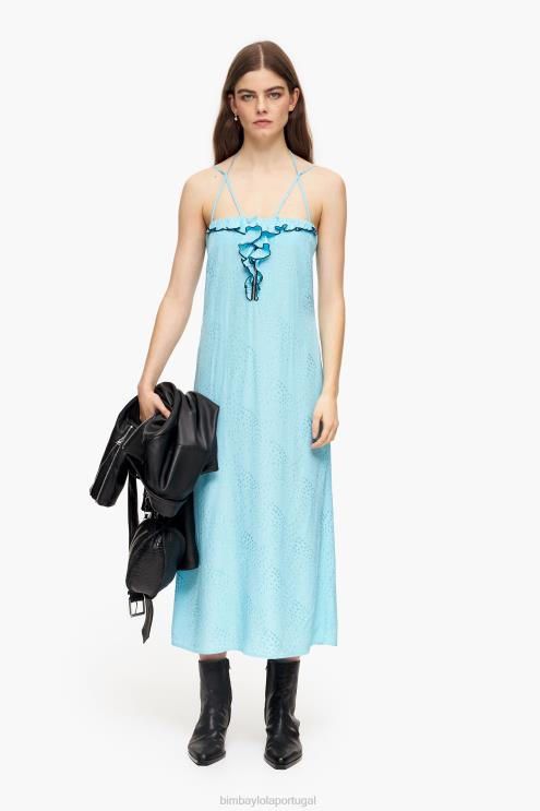 azul roupas 64X4N231 vestido midi fluido Bimba Y Lola
