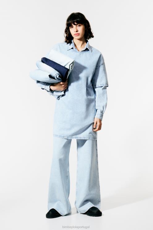 azul roupas 64X4N539 mini vestido jeans Bimba Y Lola