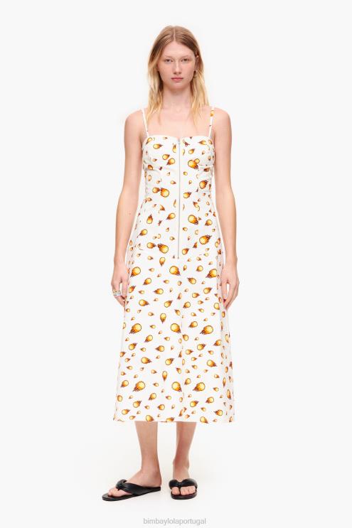 branco roupas 64X4N197 vestido maxi de impressão de fogo Bimba Y Lola