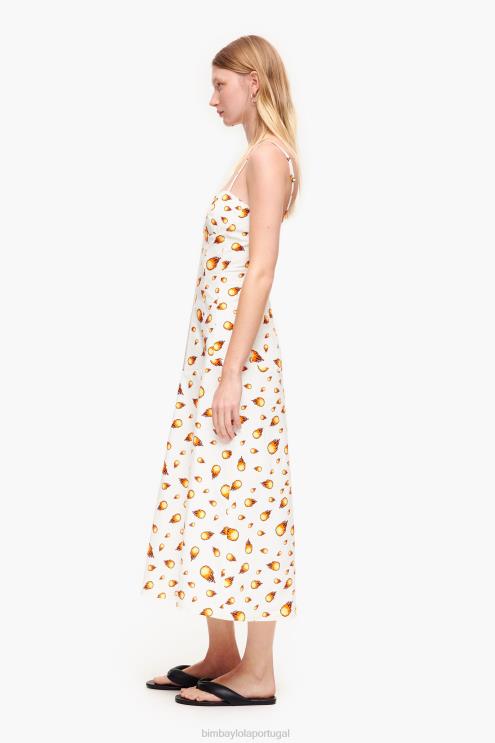 branco roupas 64X4N197 vestido maxi de impressão de fogo Bimba Y Lola
