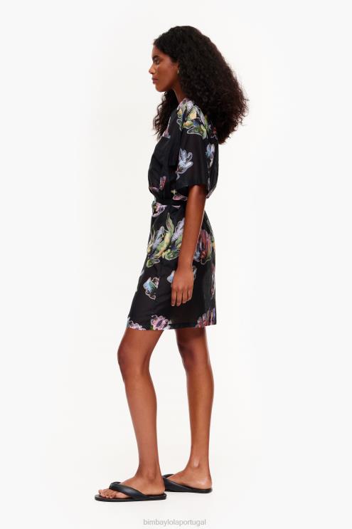 cinza roupas 64X4N185 vestido sarongue estampado coral Bimba Y Lola
