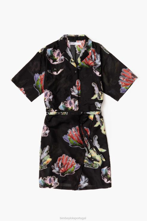 cinza roupas 64X4N185 vestido sarongue estampado coral Bimba Y Lola
