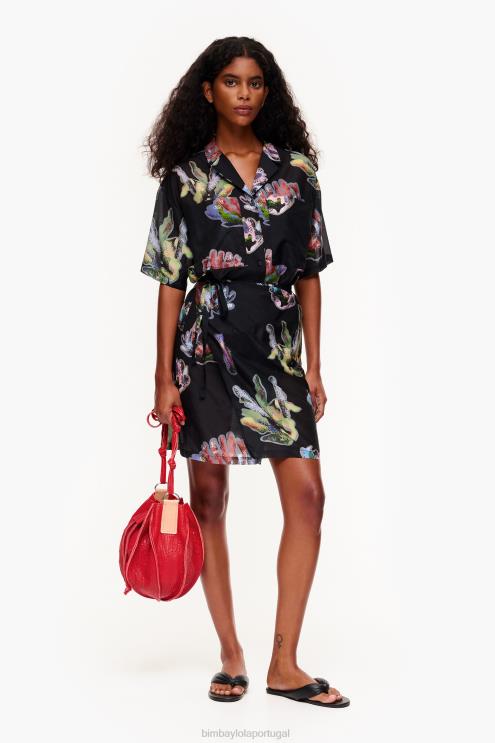 cinza roupas 64X4N185 vestido sarongue estampado coral Bimba Y Lola