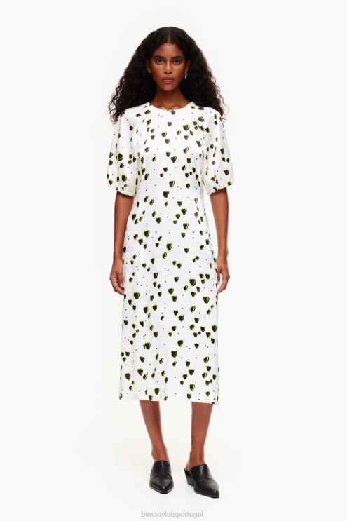 corações roupas 64X4N203 vestido midi fluido estampa pequena Bimba Y Lola