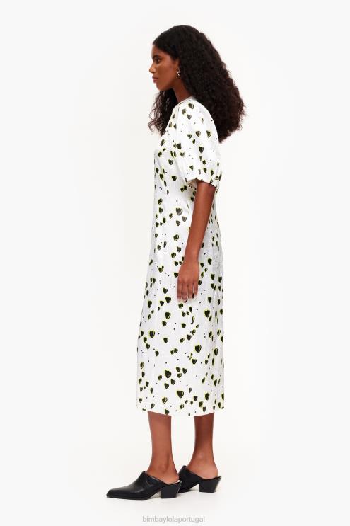 corações roupas 64X4N203 vestido midi fluido estampa pequena Bimba Y Lola