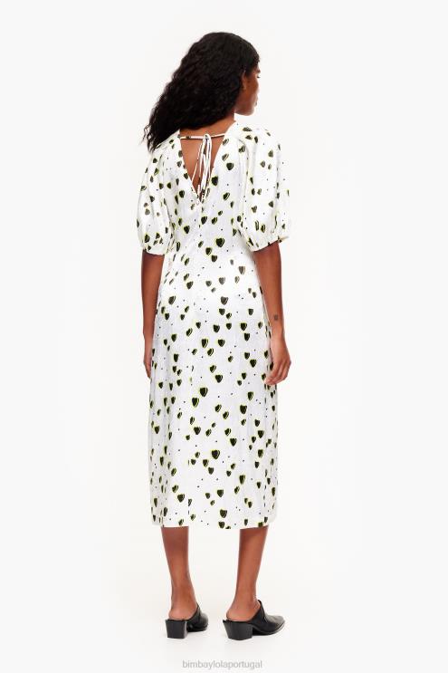 corações roupas 64X4N203 vestido midi fluido estampa pequena Bimba Y Lola