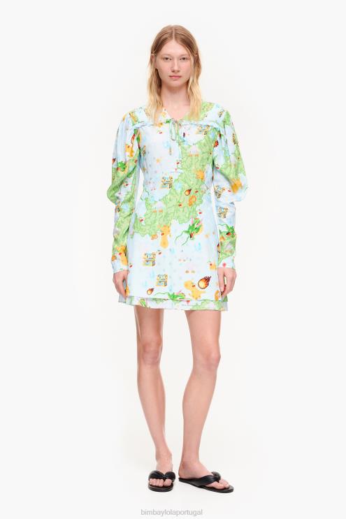fluido roupas 64X4N198 vestido curto jacquard com estampa de jogo de vigo Bimba Y Lola