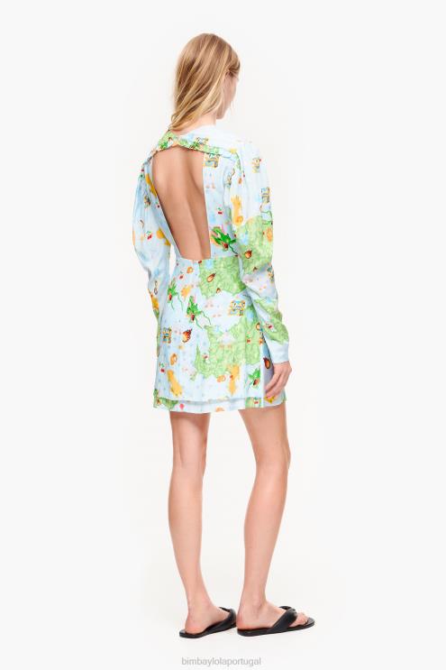 fluido roupas 64X4N198 vestido curto jacquard com estampa de jogo de vigo Bimba Y Lola