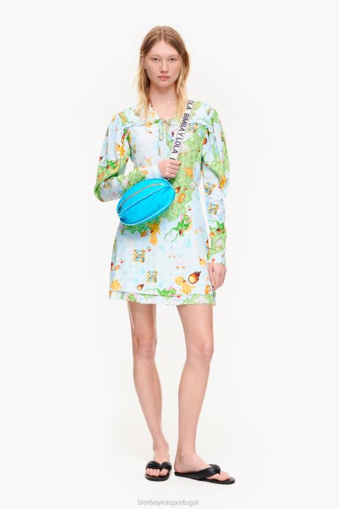 fluido roupas 64X4N198 vestido curto jacquard com estampa de jogo de vigo Bimba Y Lola