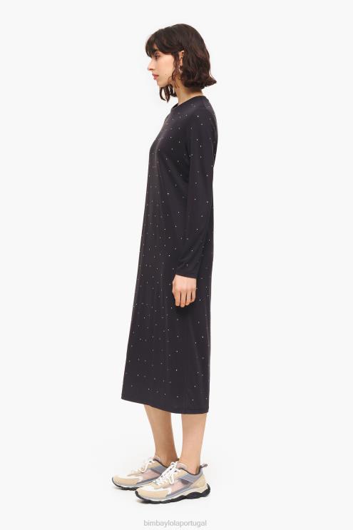 fluindo roupas 64X4N216 vestido antracite glitter Bimba Y Lola
