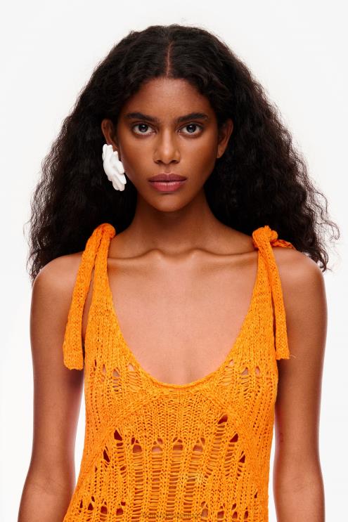 laranja roupas 64X4N174 vestido de crochê Bimba Y Lola