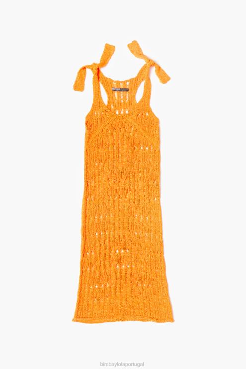 laranja roupas 64X4N174 vestido de crochê Bimba Y Lola