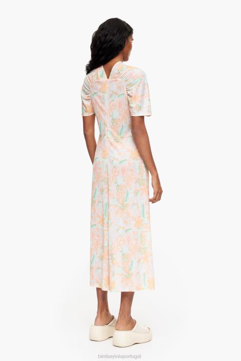 pichação roupas 64X4N234 vestido midi tricot com estampa de flores Bimba Y Lola