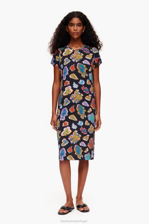 preto roupas 64X4N173 vestido de mar de peixe curto Bimba Y Lola
