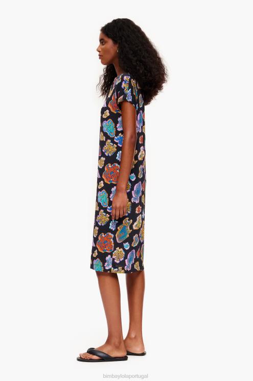 preto roupas 64X4N173 vestido de mar de peixe curto Bimba Y Lola