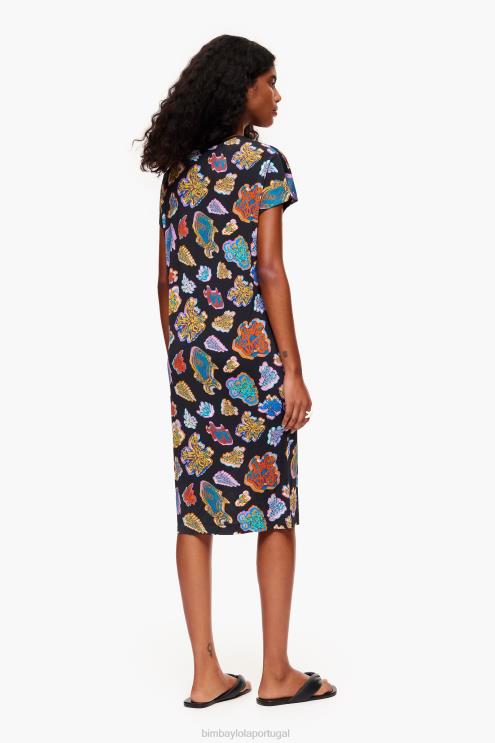 preto roupas 64X4N173 vestido de mar de peixe curto Bimba Y Lola