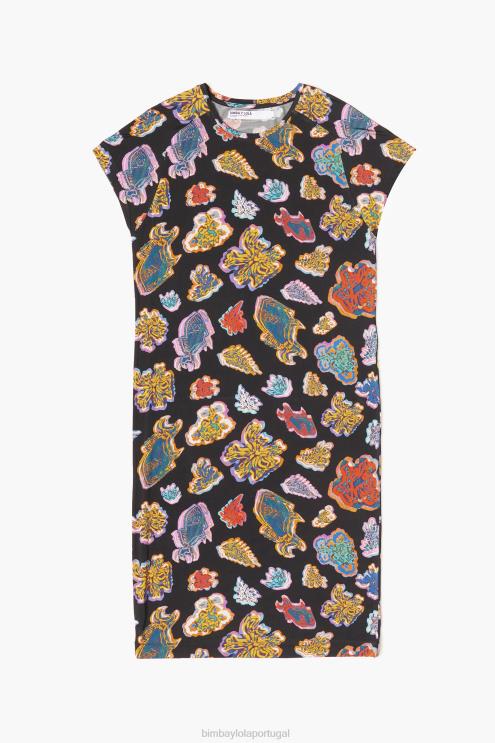 preto roupas 64X4N173 vestido de mar de peixe curto Bimba Y Lola