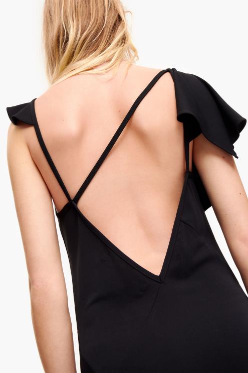 preto roupas 64X4N190 vestido fluido assimétrico Bimba Y Lola