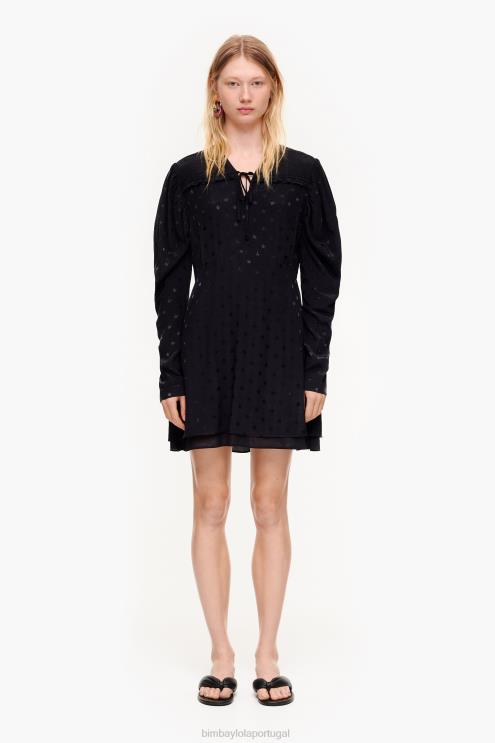 preto roupas 64X4N199 vestido curto jacquard fluido Bimba Y Lola