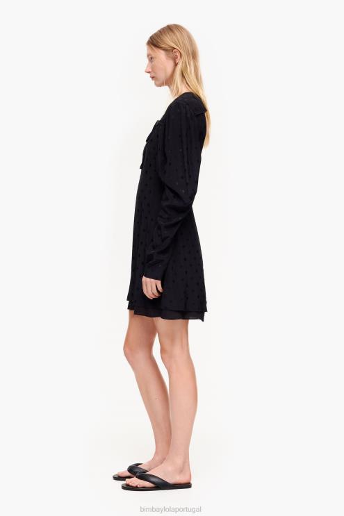 preto roupas 64X4N199 vestido curto jacquard fluido Bimba Y Lola