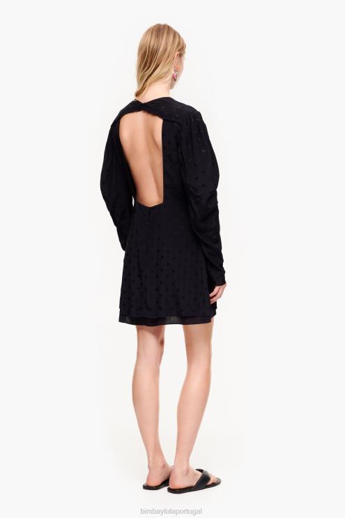 preto roupas 64X4N199 vestido curto jacquard fluido Bimba Y Lola