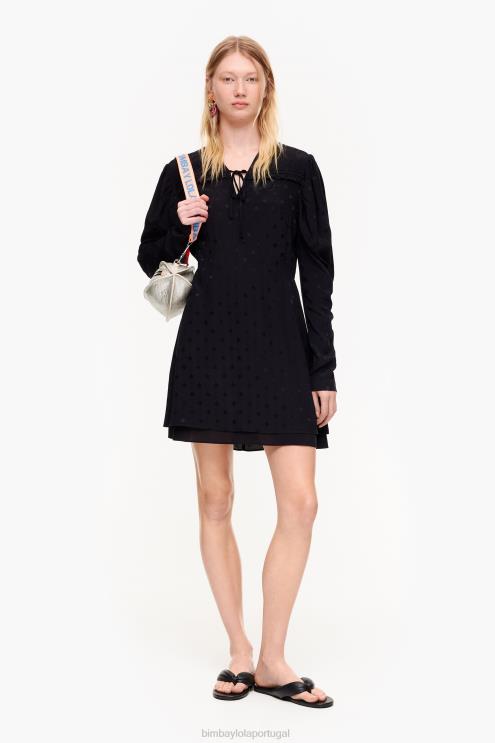 preto roupas 64X4N199 vestido curto jacquard fluido Bimba Y Lola