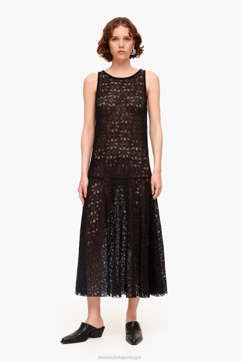 preto roupas 64X4N208 maxi vestido a céu aberto Bimba Y Lola