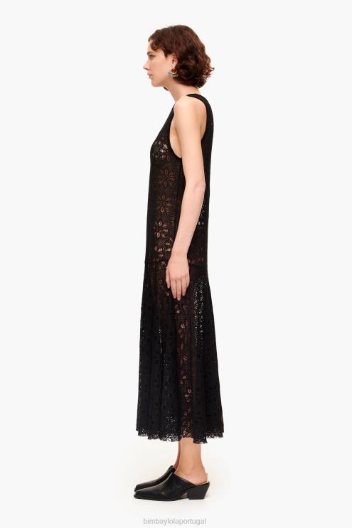 preto roupas 64X4N208 maxi vestido a céu aberto Bimba Y Lola