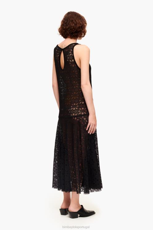 preto roupas 64X4N208 maxi vestido a céu aberto Bimba Y Lola