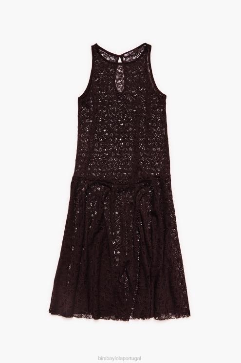 preto roupas 64X4N208 maxi vestido a céu aberto Bimba Y Lola
