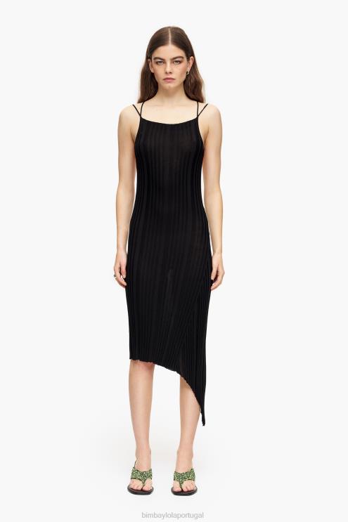 preto roupas 64X4N237 vestido midi justo Bimba Y Lola