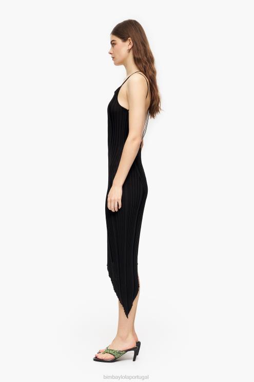 preto roupas 64X4N237 vestido midi justo Bimba Y Lola