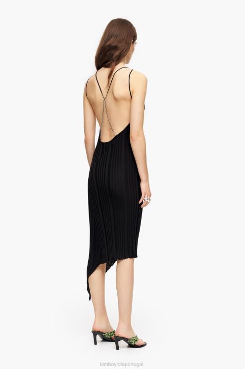 preto roupas 64X4N237 vestido midi justo Bimba Y Lola