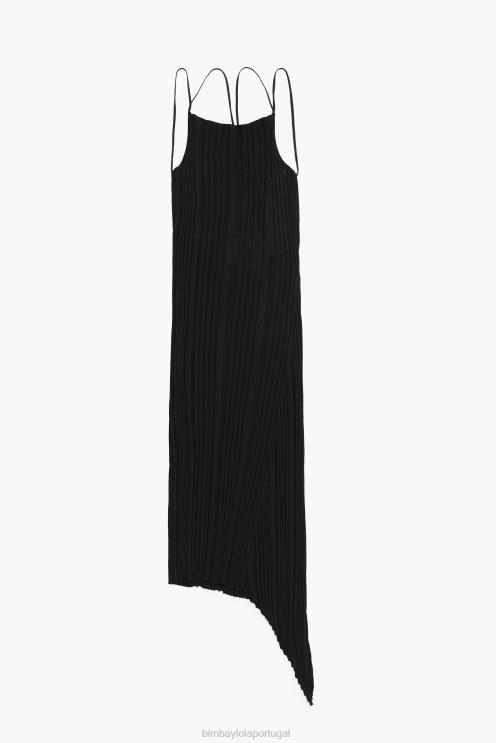 preto roupas 64X4N237 vestido midi justo Bimba Y Lola