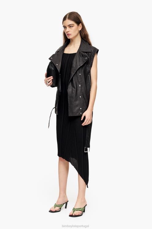 preto roupas 64X4N237 vestido midi justo Bimba Y Lola