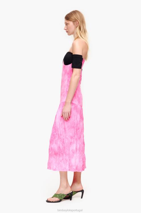 rosa roupas 64X4N189 vestido midi fluido Bimba Y Lola