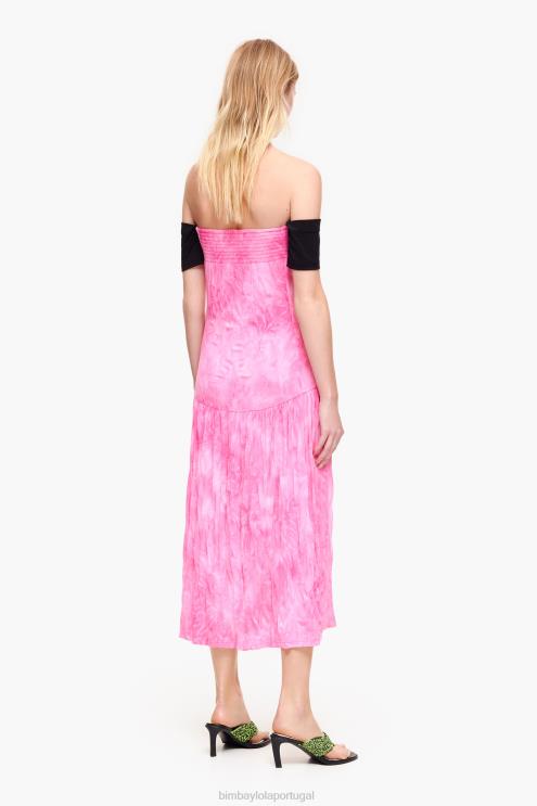 rosa roupas 64X4N189 vestido midi fluido Bimba Y Lola