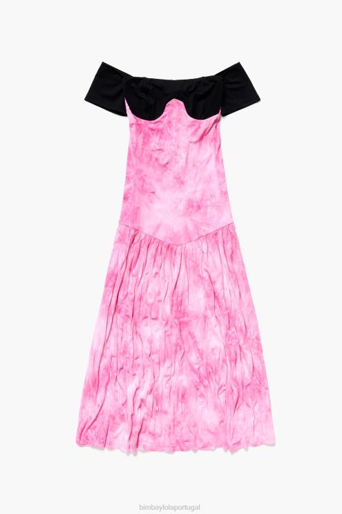 rosa roupas 64X4N189 vestido midi fluido Bimba Y Lola