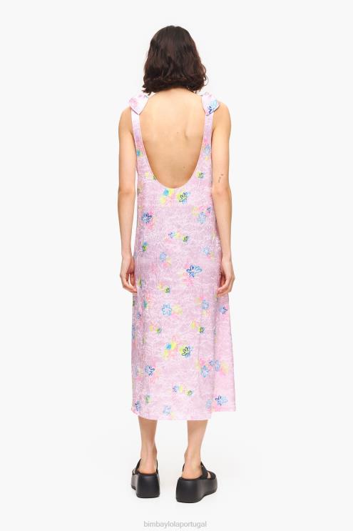 rosa roupas 64X4N214 vestido midi com estampa de flores em spray Bimba Y Lola