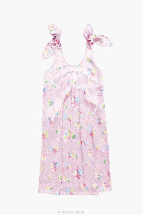 rosa roupas 64X4N214 vestido midi com estampa de flores em spray Bimba Y Lola