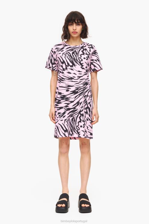 rosa roupas 64X4N219 vestido curto de asa de borboleta de dois tons Bimba Y Lola
