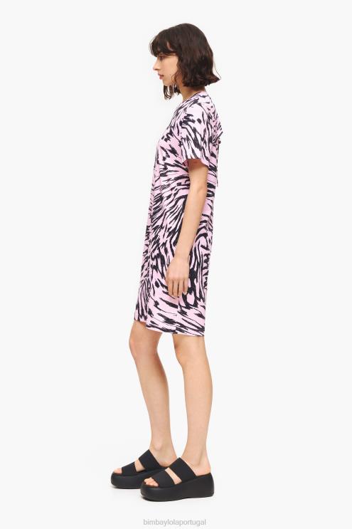 rosa roupas 64X4N219 vestido curto de asa de borboleta de dois tons Bimba Y Lola