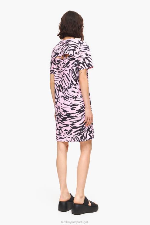 rosa roupas 64X4N219 vestido curto de asa de borboleta de dois tons Bimba Y Lola